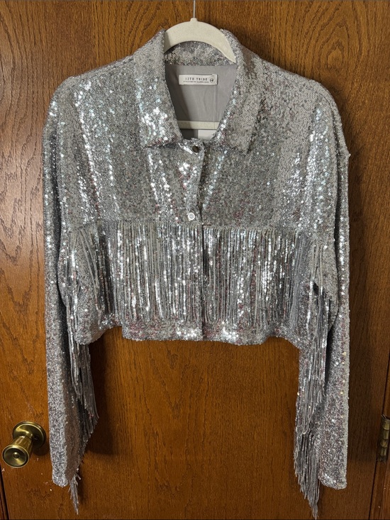 12th Tribe Jackets & Blazers - 12th Tribe Star Crossed Silver Sequin Fringe Jacket NWT S/M Western